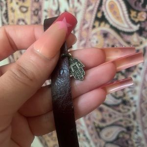 Leather hamsa bracelet